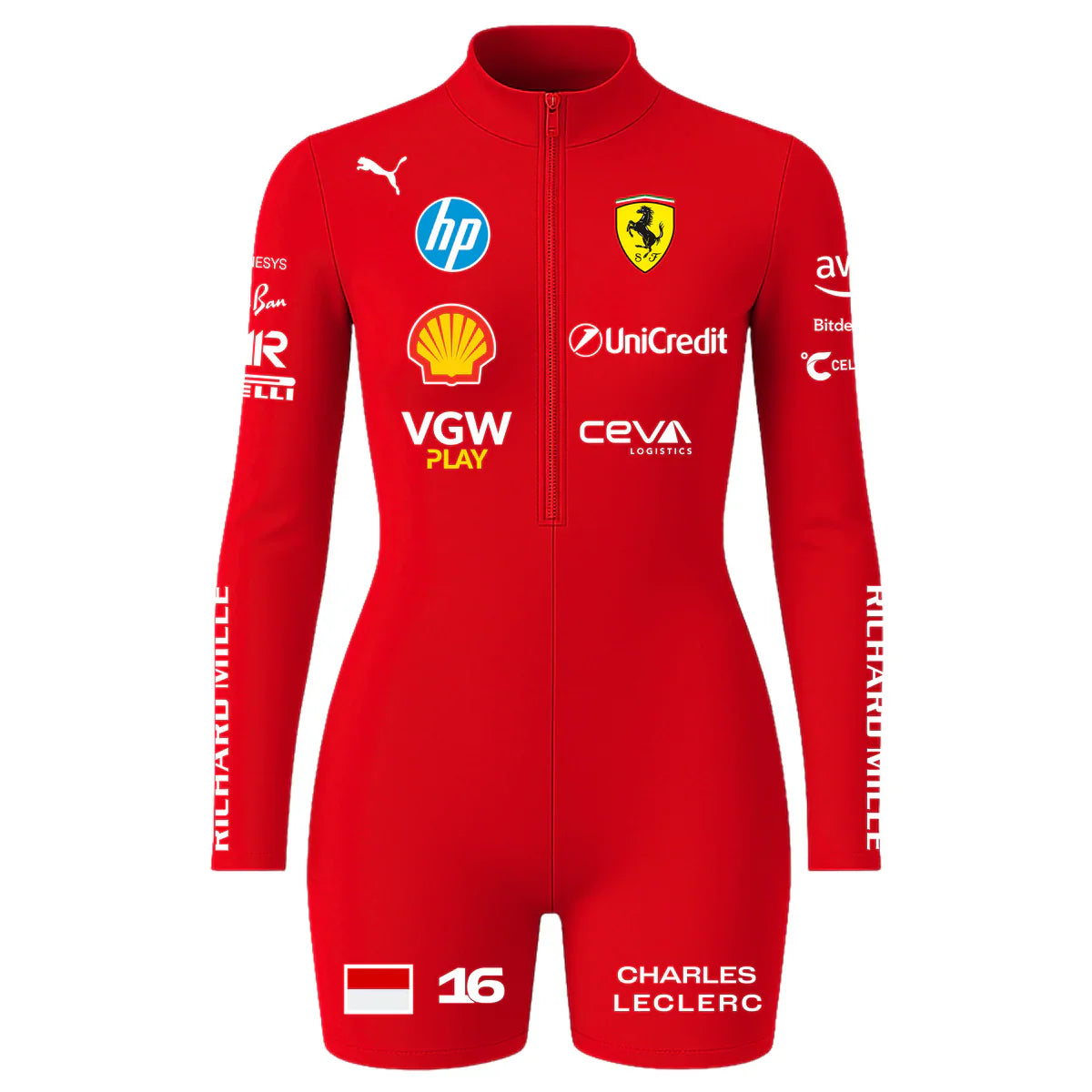 Macaquinho Charles Leclerc Ferrari Vermelho - 2025