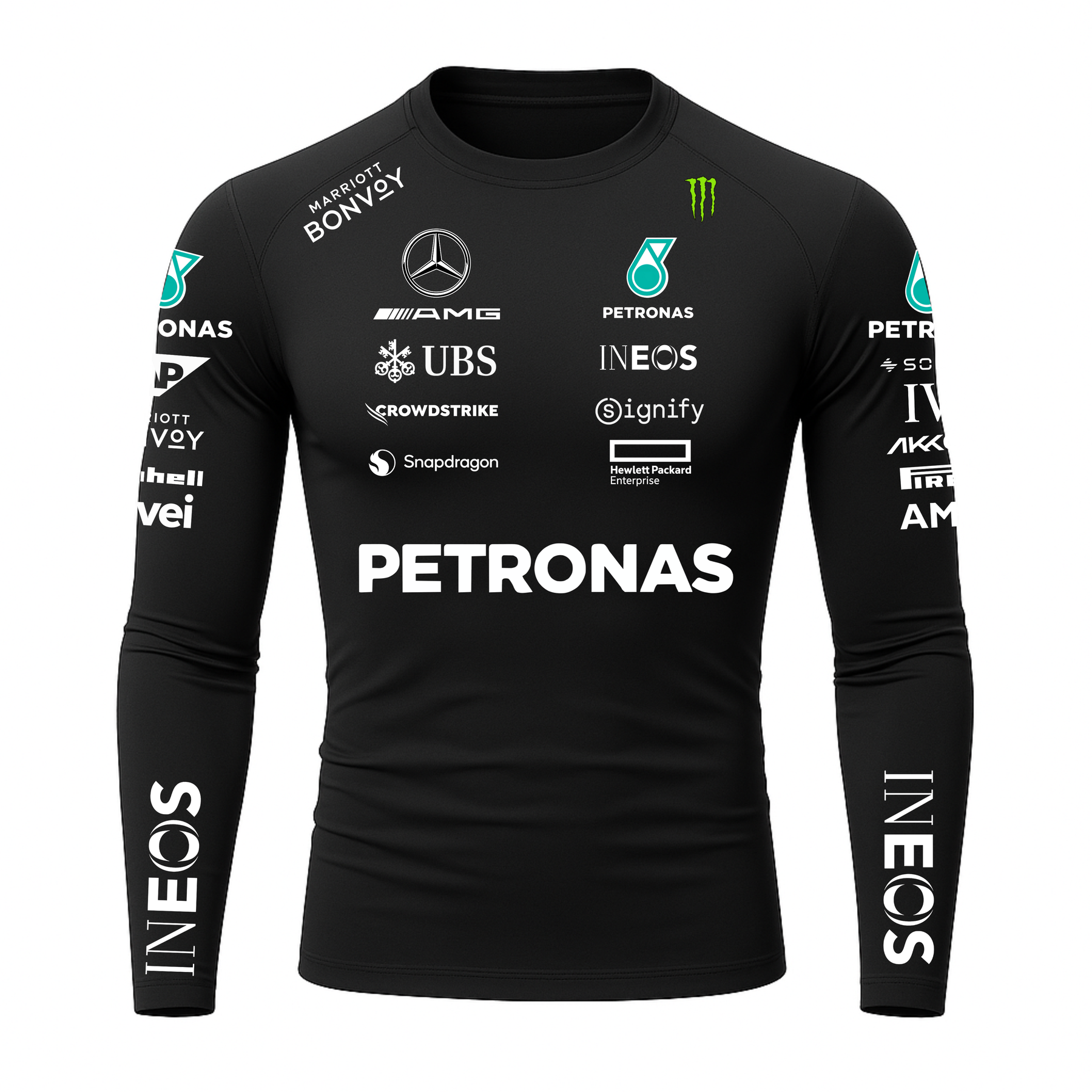Camiseta Masculina Gola Redonda Mercedes Lewis Hamilton Preto