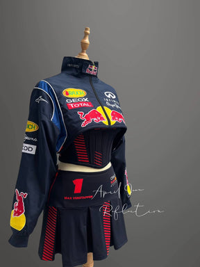 Conjunto Max Verstappen Red Bull Jaqueta + Corset + Saia