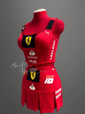 Conjunto Charles Leclerc Ferrari Jaqueta + Corset + Saia