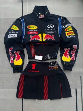 Conjunto Max Verstappen Red Bull Jaqueta + Corset + Saia