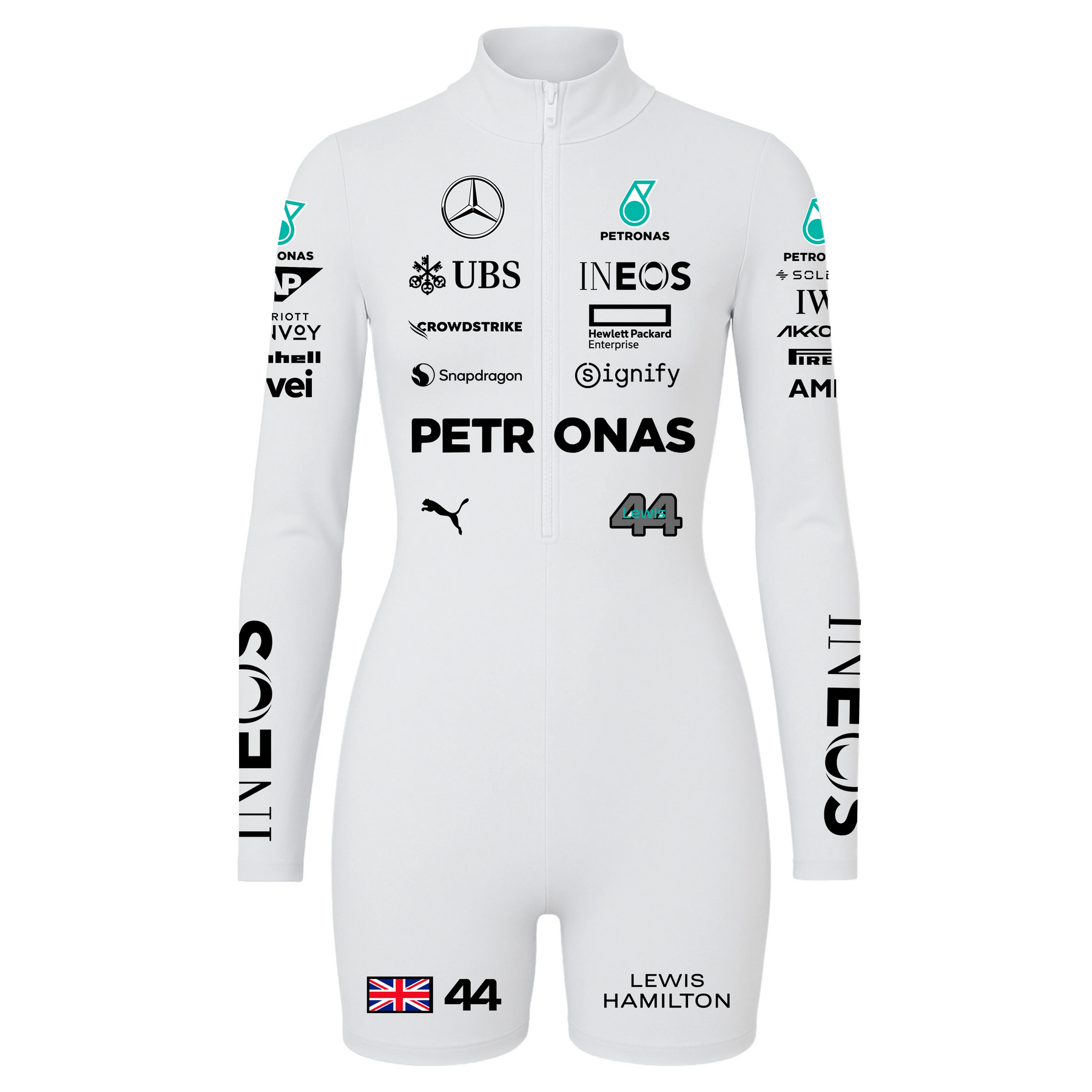 Macaquinho Lewis Hamilton Branco Mercedes - 2024